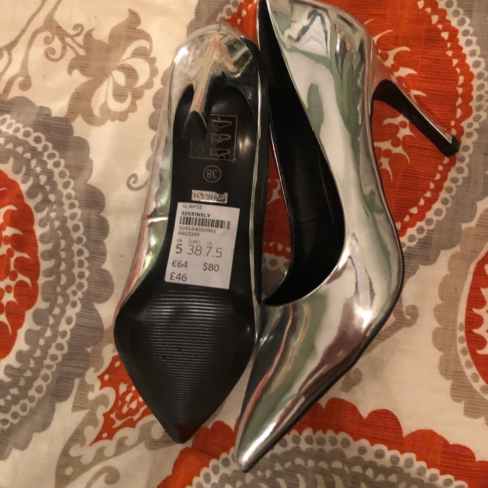 Topshop Shiny Metallic Pointy Toe Pumps